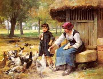 給餌時間 農場の生活 リアリズム ジュリアン・デュプレ Oil Paintings